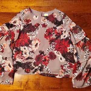 Crazy 8 Brown Floral Blouse Size 10/12
